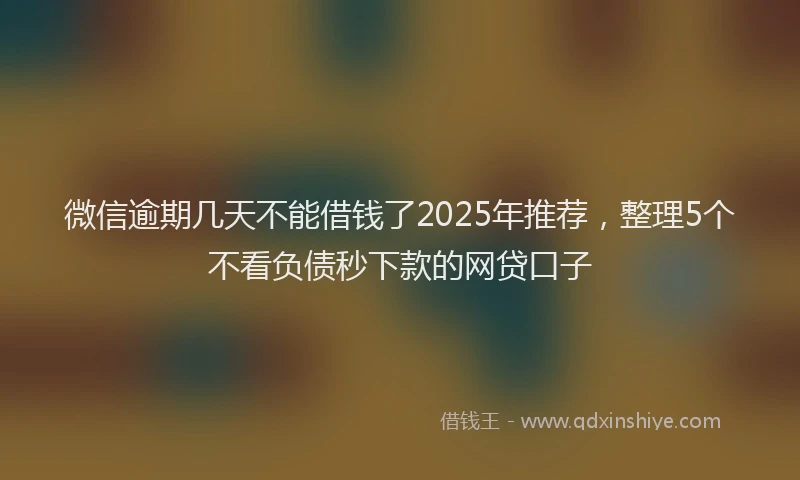 微信逾期几天不能借钱了2025年推荐，整理5个不看负债秒下款的网贷口子