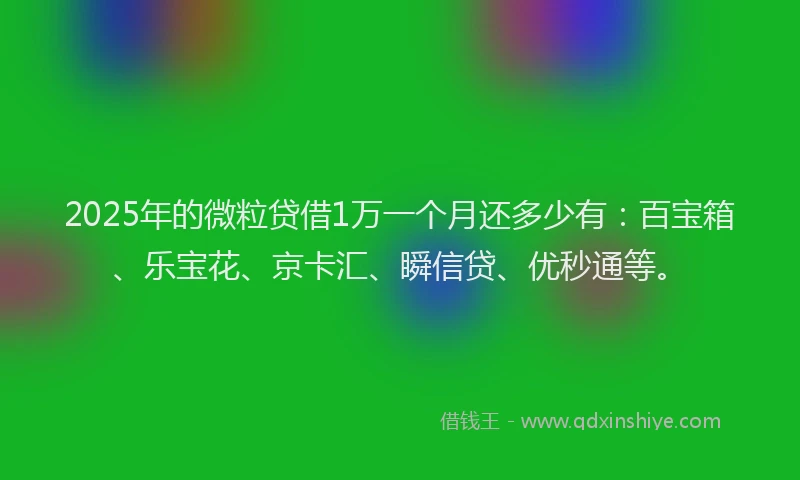 2025年的微粒贷借1万一个月还多少有：百宝箱、乐宝花、京卡汇、瞬信贷、优秒通等。