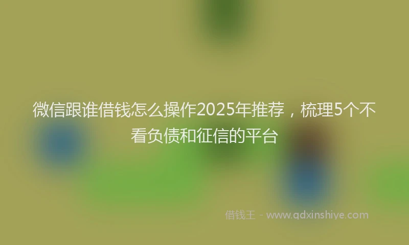 微信跟谁借钱怎么操作2025年推荐，梳理5个不看负债和征信的平台