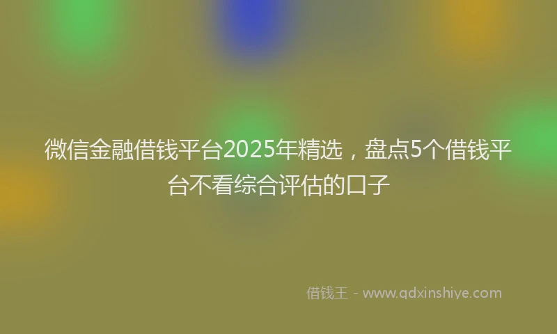 微信金融借钱平台2025年精选，盘点5个借钱平台不看综合评估的口子