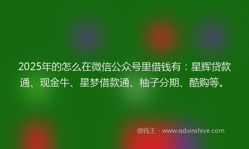 2025年的怎么在微信公众号里借钱有：星辉贷款通、现金牛、星梦借款通、柚子分期、酷购等。