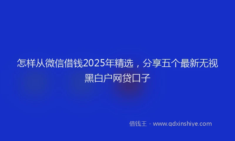怎样从微信借钱2025年精选，分享五个最新无视黑白户网贷口子