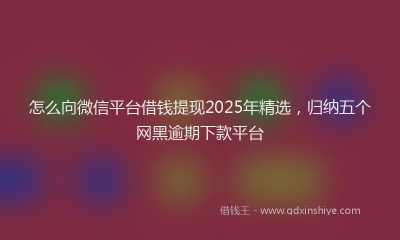 怎么向微信平台借钱提现2025年精选，归纳五个网黑逾期下款平台