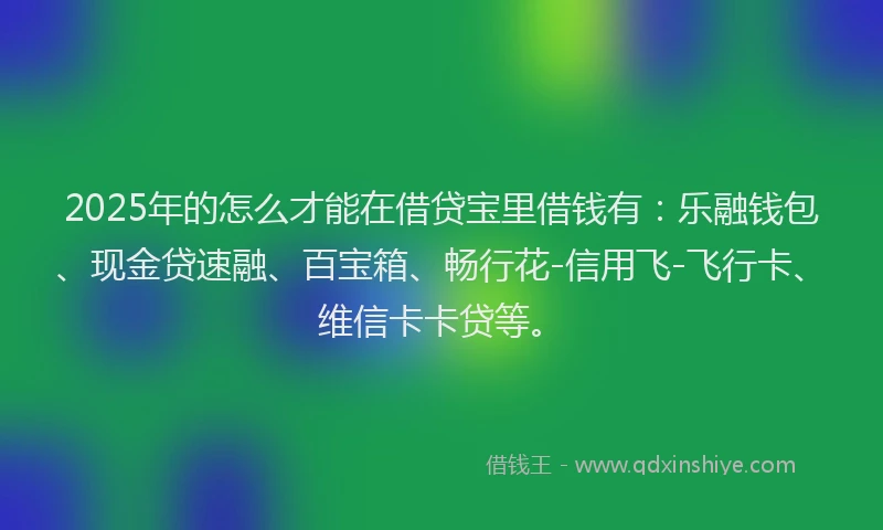 2025年的怎么才能在借贷宝里借钱有：乐融钱包、现金贷速融、百宝箱、畅行花-信用飞-飞行卡、维信卡卡贷等。