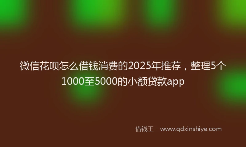 微信花呗怎么借钱消费的2025年推荐，整理5个1000至5000的小额贷款app
