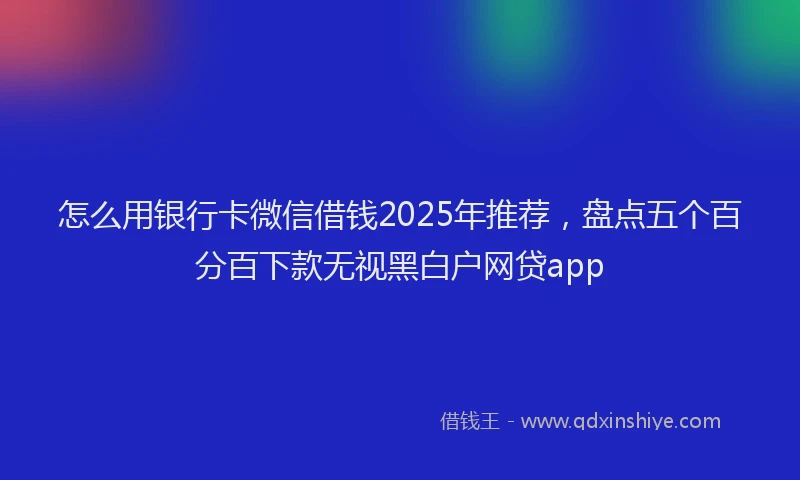 怎么用银行卡微信借钱2025年推荐，盘点五个百分百下款无视黑白户网贷app