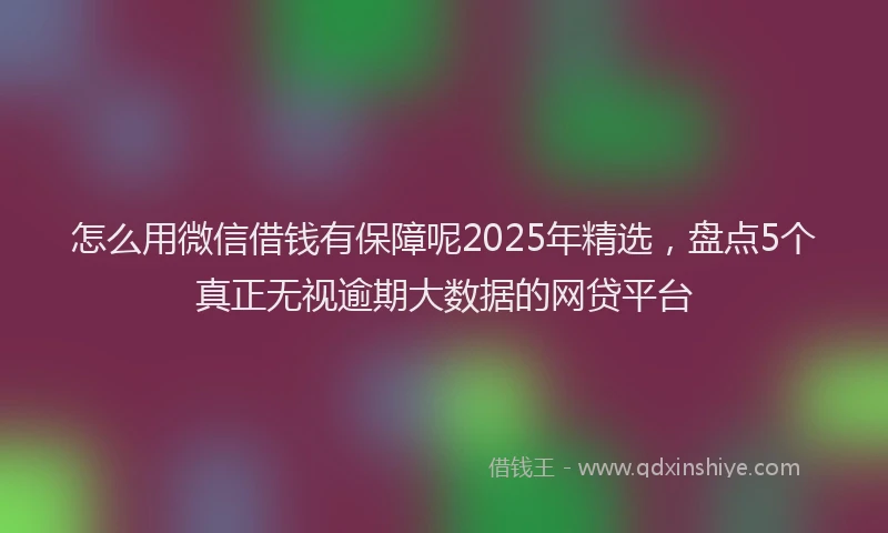 怎么用微信借钱有保障呢2025年精选，盘点5个真正无视逾期大数据的网贷平台