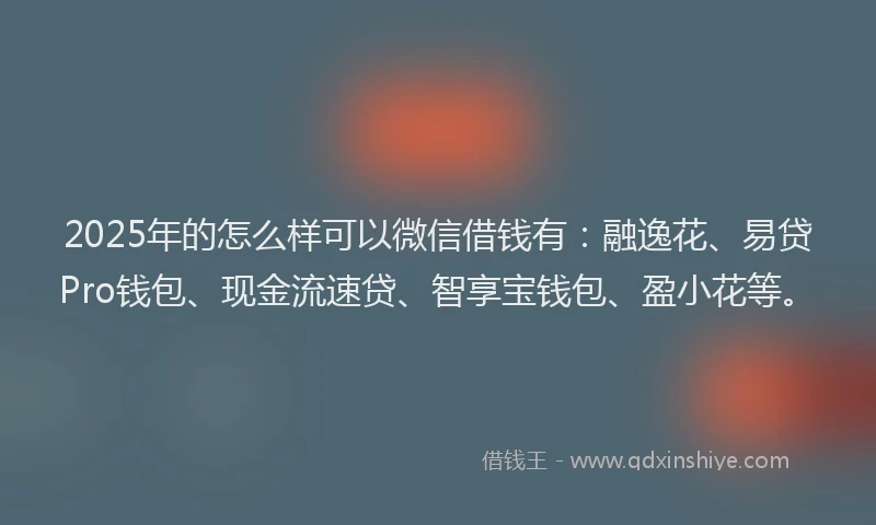 2025年的怎么样可以微信借钱有：融逸花、易贷Pro钱包、现金流速贷、智享宝钱包、盈小花等。