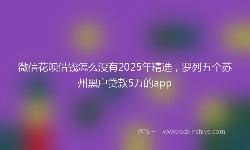 微信花呗借钱怎么没有2025年精选，罗列五个苏州黑户贷款5万的app