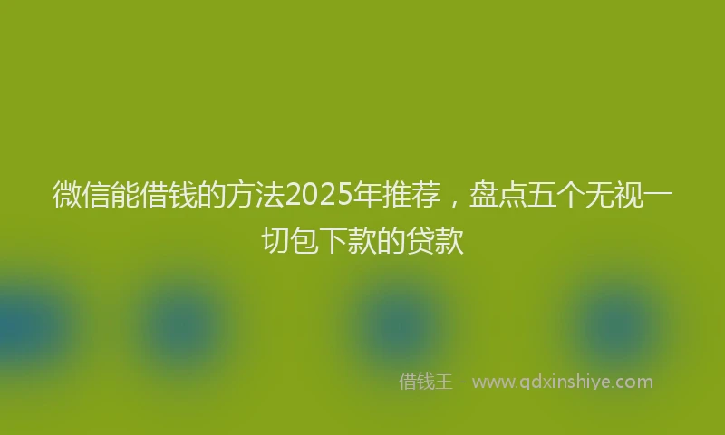 微信能借钱的方法2025年推荐，盘点五个无视一切包下款的贷款
