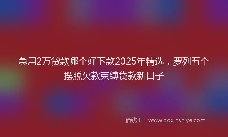 急用2万贷款哪个好下款2025年精选，罗列五个摆脱欠款束缚贷款新口子