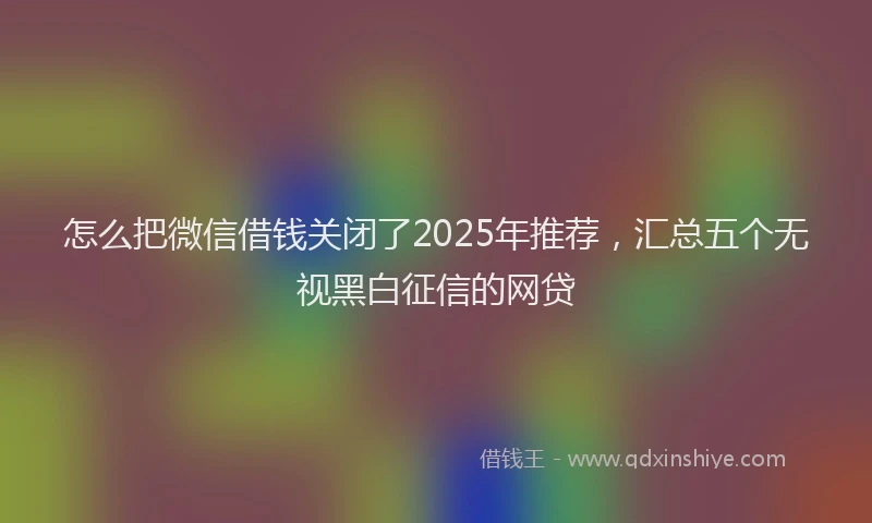 怎么把微信借钱关闭了2025年推荐，汇总五个无视黑白征信的网贷
