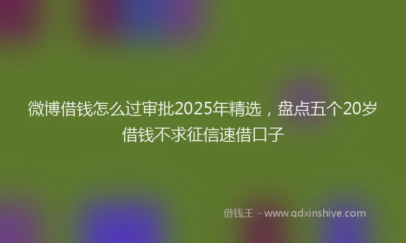微博借钱怎么过审批2025年精选，盘点五个20岁借钱不求征信速借口子