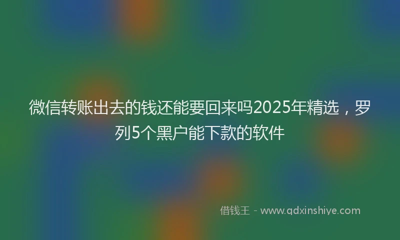 微信转账出去的钱还能要回来吗2025年精选，罗列5个黑户能下款的软件