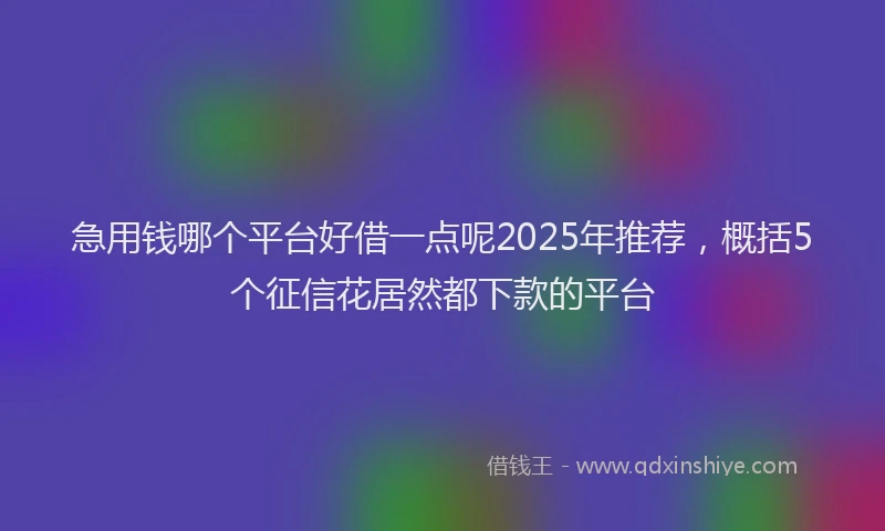 急用钱哪个平台好借一点呢2025年推荐，概括5个征信花居然都下款的平台