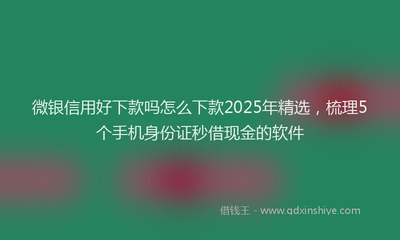 微银信用好下款吗怎么下款2025年精选，梳理5个手机身份证秒借现金的软件