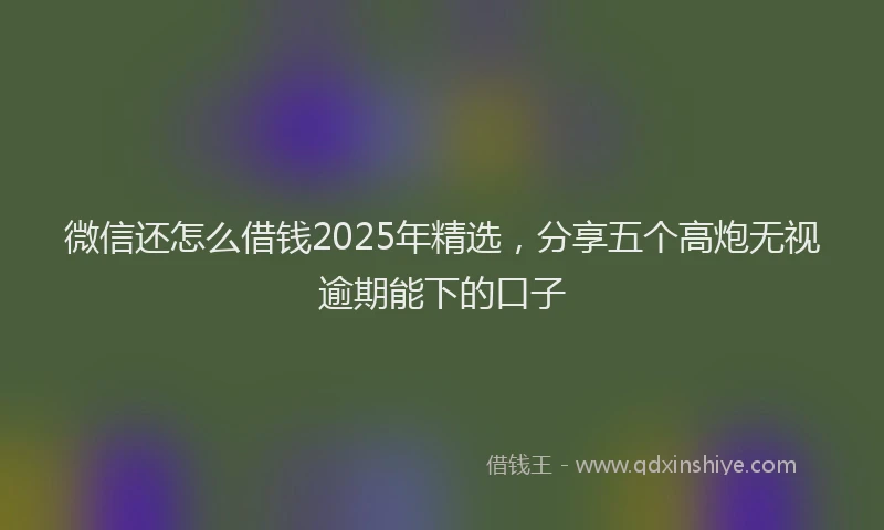微信还怎么借钱2025年精选，分享五个高炮无视逾期能下的口子