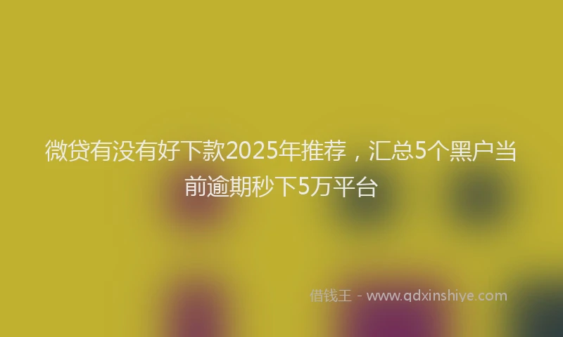 微贷有没有好下款2025年推荐，汇总5个黑户当前逾期秒下5万平台