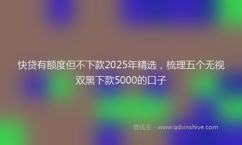 快贷有额度但不下款2025年精选，梳理五个无视双黑下款5000的口子