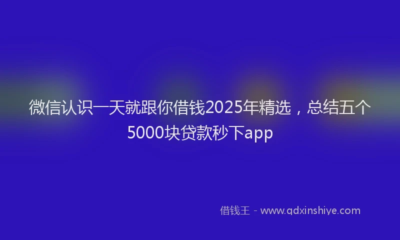 微信认识一天就跟你借钱2025年精选，总结五个5000块贷款秒下app