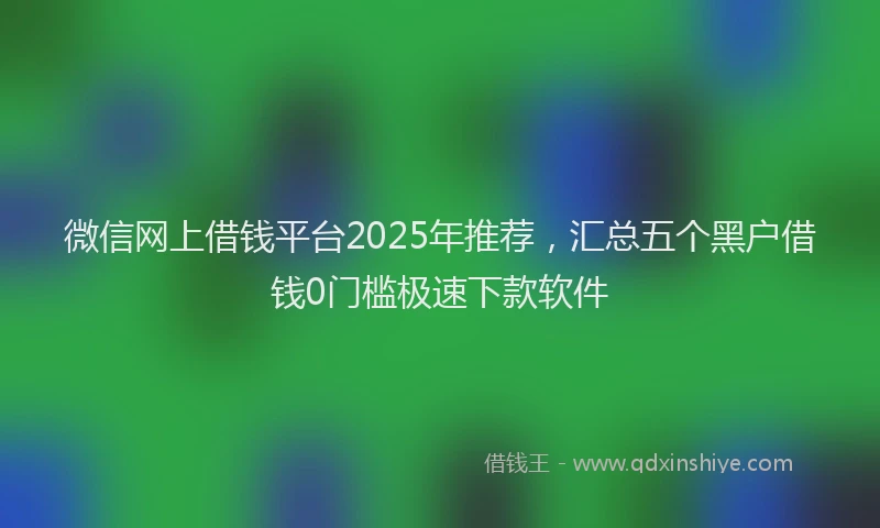 微信网上借钱平台2025年推荐，汇总五个黑户借钱0门槛极速下款软件