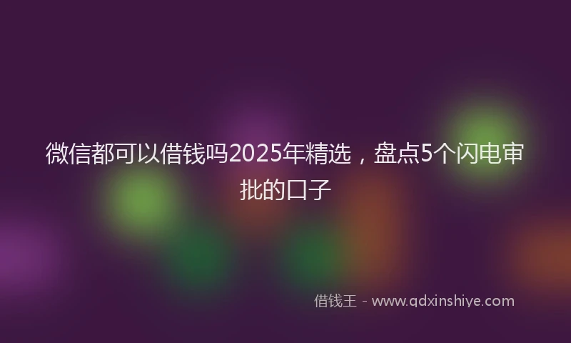 微信都可以借钱吗2025年精选，盘点5个闪电审批的口子