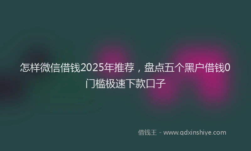 怎样微信借钱2025年推荐，盘点五个黑户借钱0门槛极速下款口子
