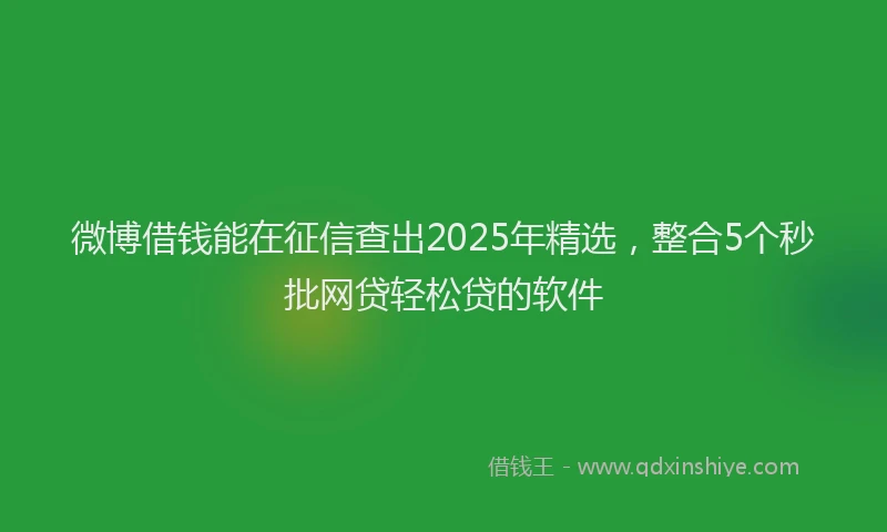 微博借钱能在征信查出2025年精选，整合5个秒批网贷轻松贷的软件