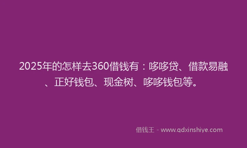 2025年的怎样去360借钱有：哆哆贷、借款易融、正好钱包、现金树、哆哆钱包等。