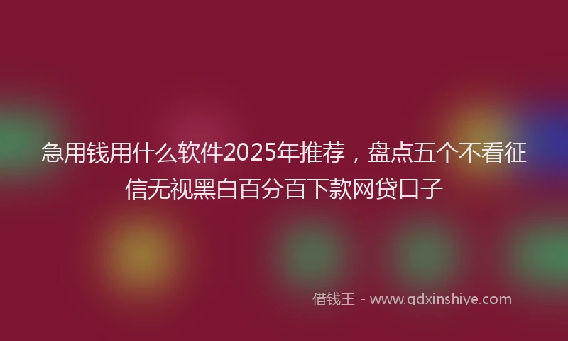 急用钱用什么软件2025年推荐，盘点五个不看征信无视黑白百分百下款网贷口子