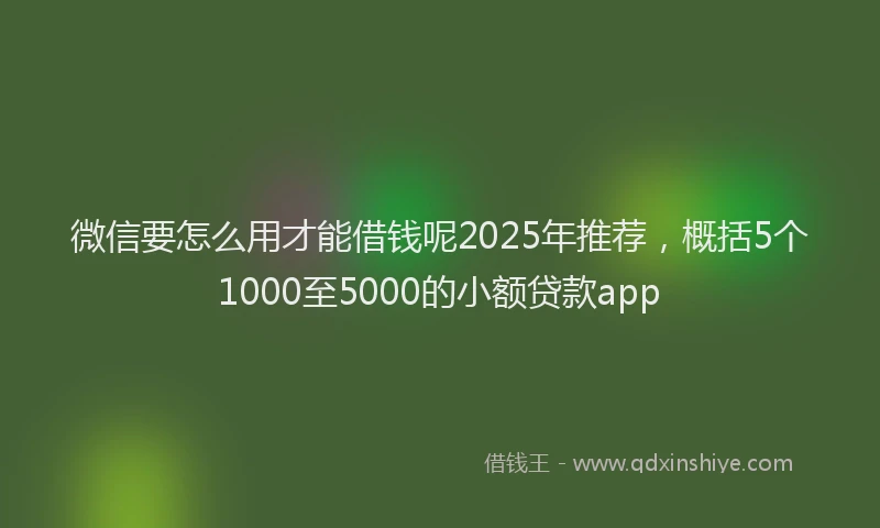 微信要怎么用才能借钱呢2025年推荐，概括5个1000至5000的小额贷款app