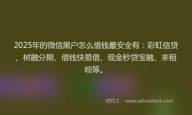 2025年的微信黑户怎么借钱最安全有：彩虹信贷、树融分期、借钱快易借、现金秒贷宝融、来租呗等。