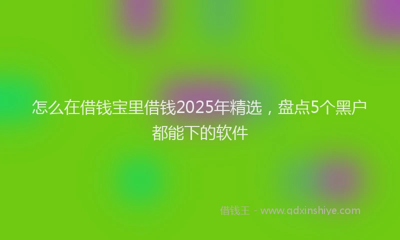 怎么在借钱宝里借钱2025年精选，盘点5个黑户都能下的软件