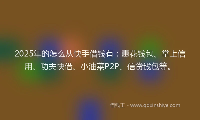 2025年的怎么从快手借钱有：惠花钱包、掌上信用、功夫快借、小油菜P2P、信贷钱包等。