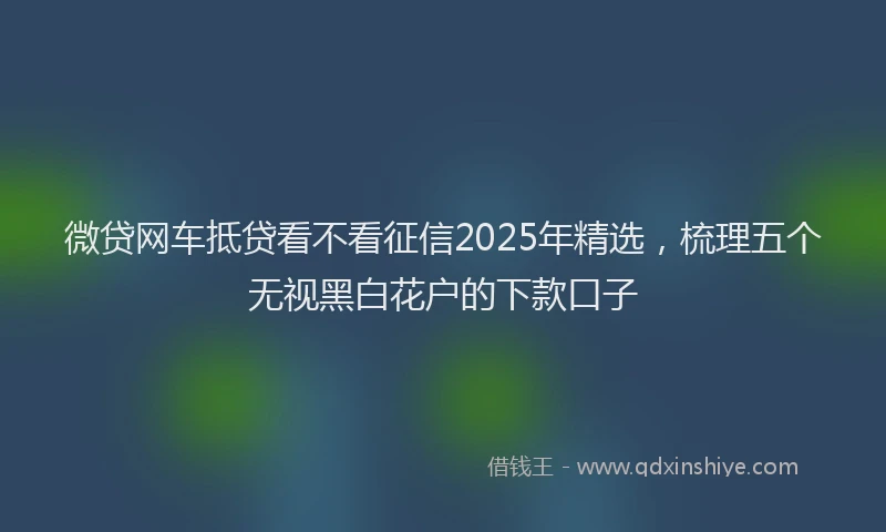 微贷网车抵贷看不看征信2025年精选，梳理五个无视黑白花户的下款口子