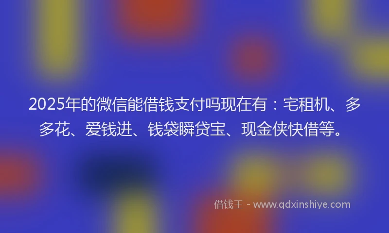 2025年的微信能借钱支付吗现在有：宅租机、多多花、爱钱进、钱袋瞬贷宝、现金侠快借等。