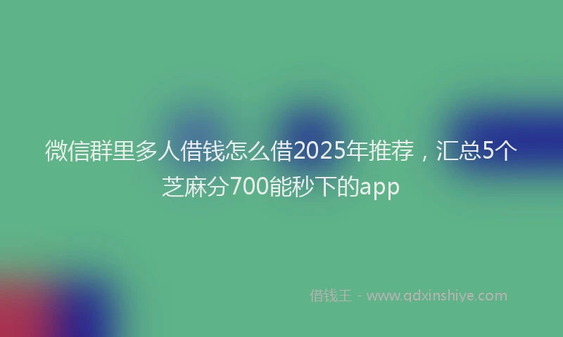 微信群里多人借钱怎么借2025年推荐，汇总5个芝麻分700能秒下的app