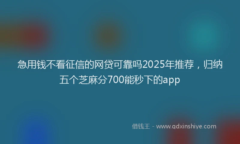 急用钱不看征信的网贷可靠吗2025年推荐，归纳五个芝麻分700能秒下的app