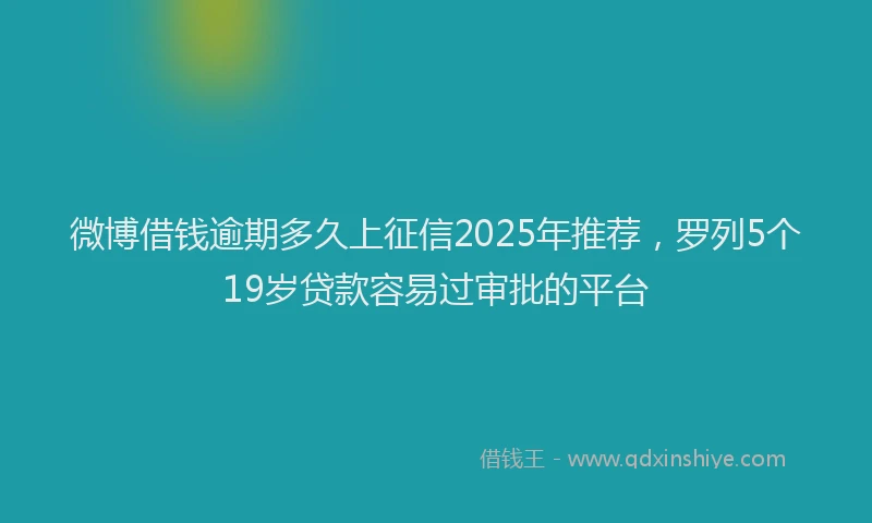 微博借钱逾期多久上征信2025年推荐，罗列5个19岁贷款容易过审批的平台