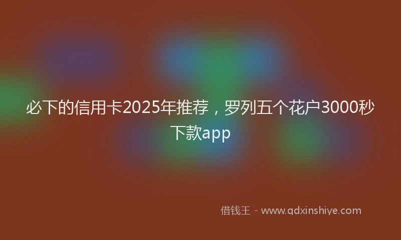 必下的信用卡2025年推荐，罗列五个花户3000秒下款app