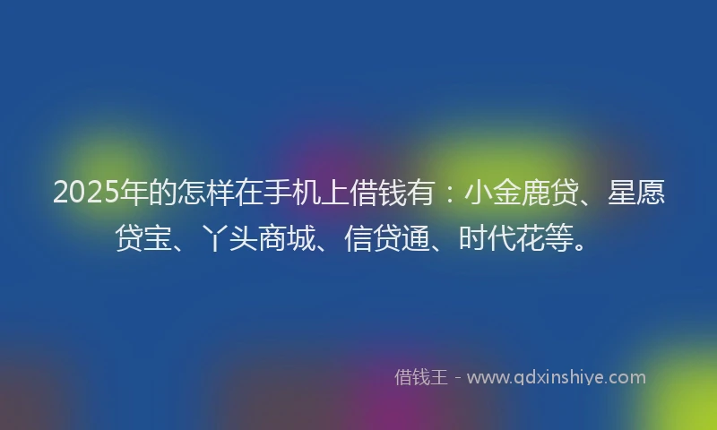 2025年的怎样在手机上借钱有：小金鹿贷、星愿贷宝、丫头商城、信贷通、时代花等。