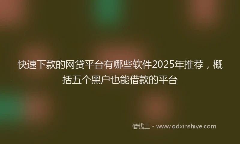 快速下款的网贷平台有哪些软件2025年推荐，概括五个黑户也能借款的平台