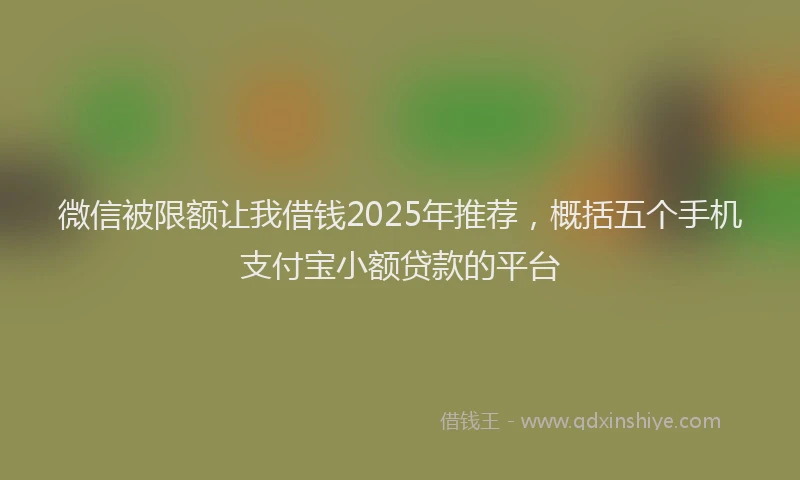 微信被限额让我借钱2025年推荐，概括五个手机支付宝小额贷款的平台