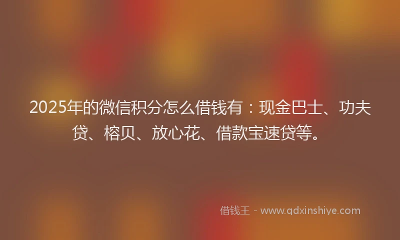 2025年的微信积分怎么借钱有：现金巴士、功夫贷、榕贝、放心花、借款宝速贷等。
