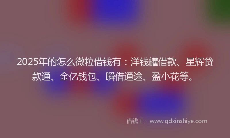 2025年的怎么微粒借钱有：洋钱罐借款、星辉贷款通、金亿钱包、瞬借通途、盈小花等。