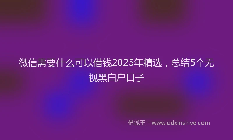 微信需要什么可以借钱2025年精选，总结5个无视黑白户口子