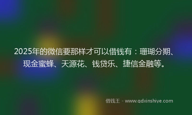 2025年的微信要那样才可以借钱有：珊瑚分期、现金蜜蜂、天源花、钱贷乐、捷信金融等。
