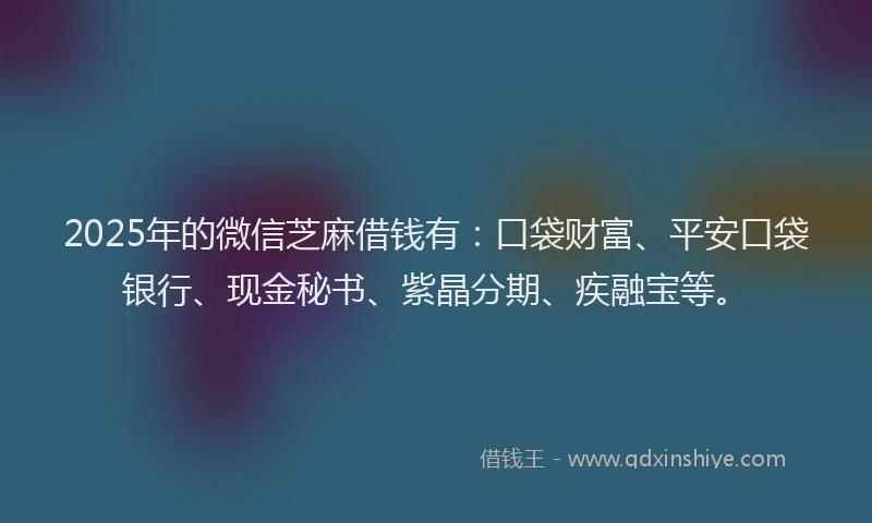 2025年的微信芝麻借钱有：口袋财富、平安口袋银行、现金秘书、紫晶分期、疾融宝等。