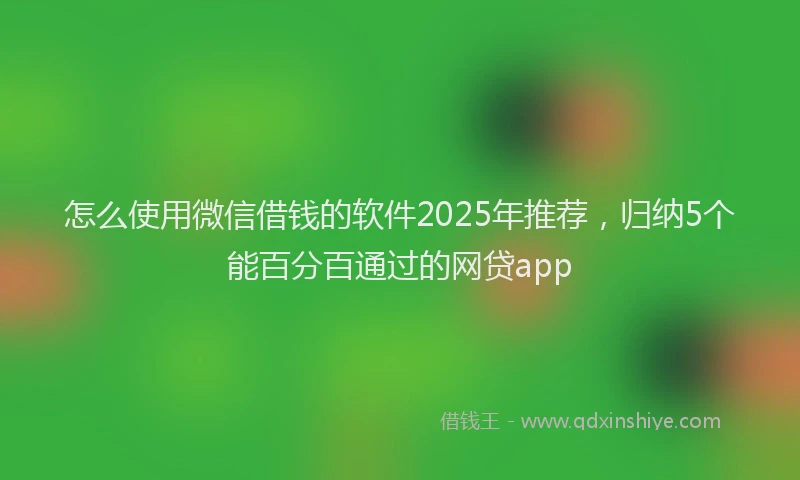 怎么使用微信借钱的软件2025年推荐，归纳5个能百分百通过的网贷app