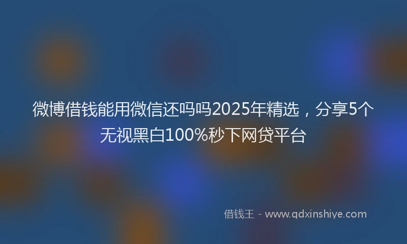 微博借钱能用微信还吗吗2025年精选，分享5个无视黑白100%秒下网贷平台